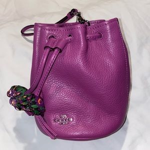 Coach petal pebbled leather wristlet fuschia